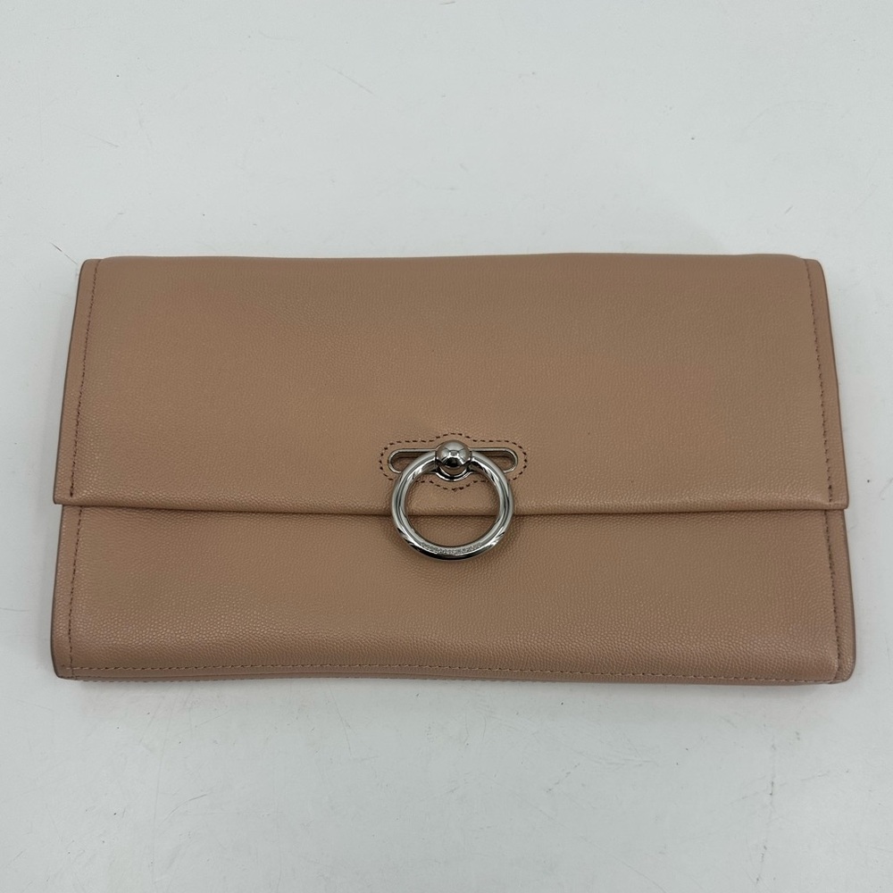 Rebecca Minkoff Leather Jean Clutch Bag in Doe Beige Cream Handbag
